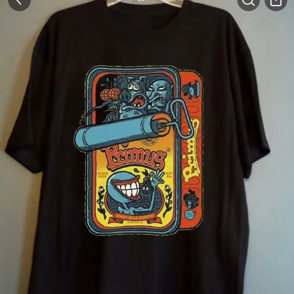 Primus Band Sardine Can Graphic Black T-Shirt Unisex